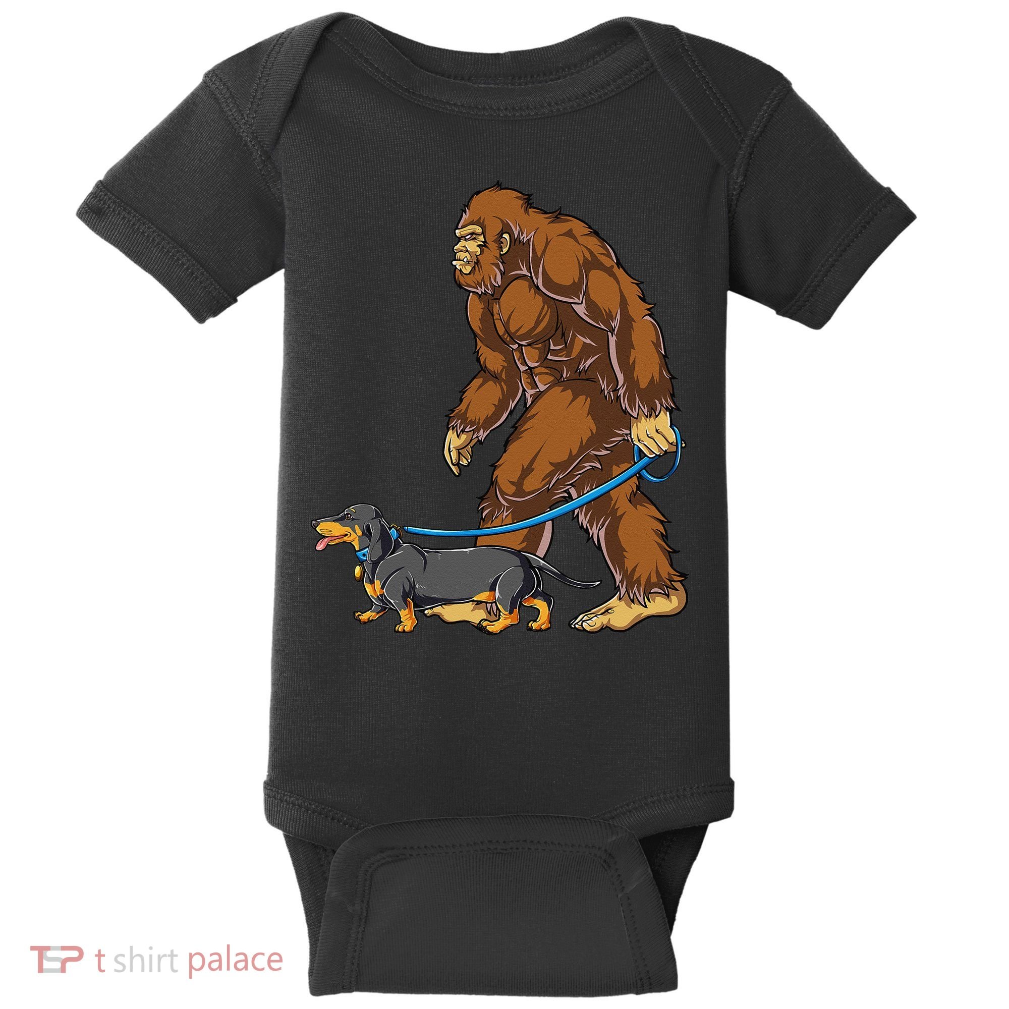 Bigfoot Dachshund Dog Walk Funny Sasquatch Lovers Baby Bodysuit