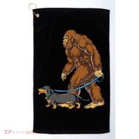 Bigfoot Dachshund Dog Walk Funny Sasquatch Lovers Golf Towel thumb 0
