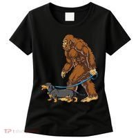Bigfoot Dachshund Dog Walk Funny Sasquatch Lovers Women's T-Shirt thumb 0