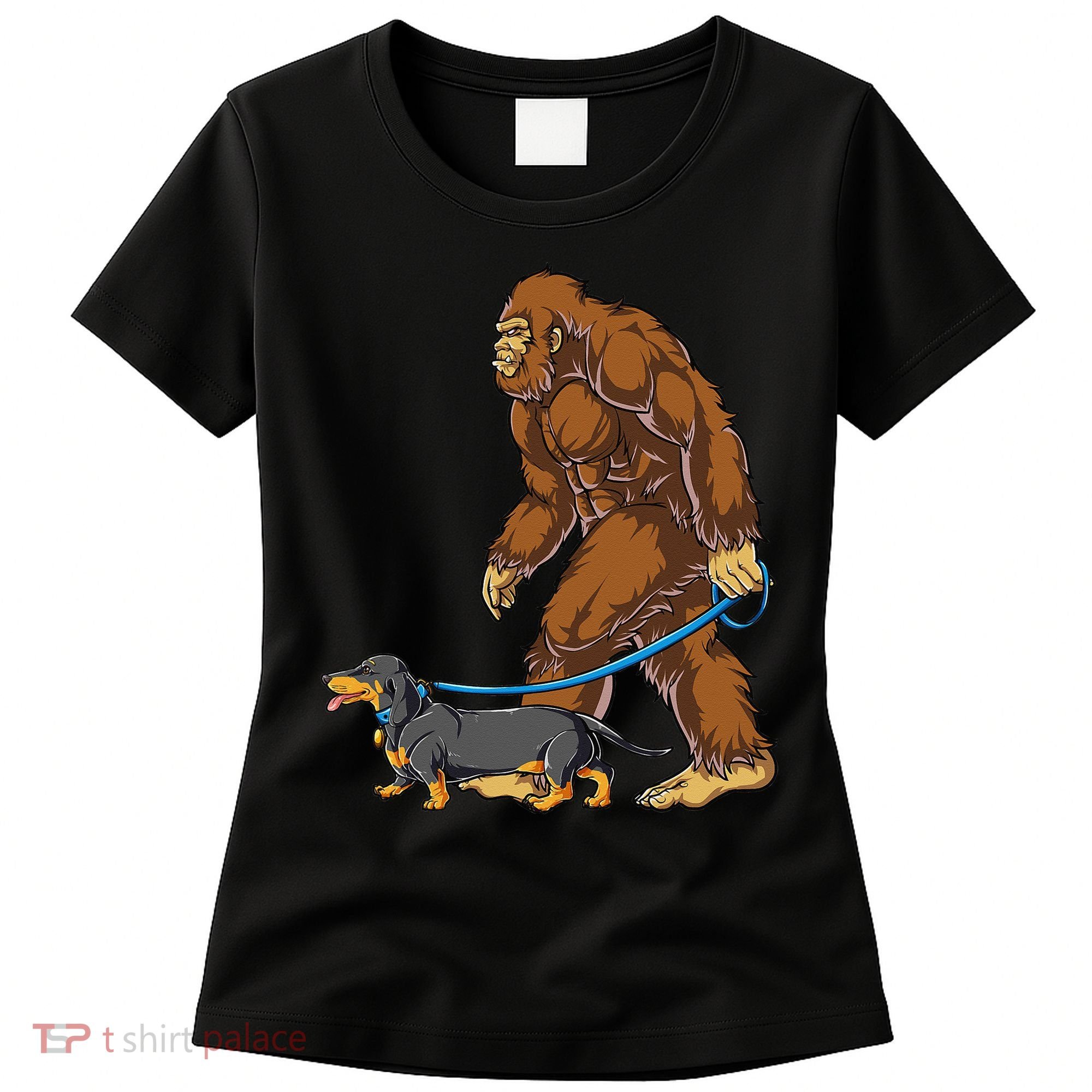 Bigfoot Dachshund Dog Walk Funny Sasquatch Lovers Women's T-Shirt