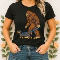 Bigfoot Dachshund Dog Walk Funny Sasquatch Lovers Women's T-Shirt thumb 2