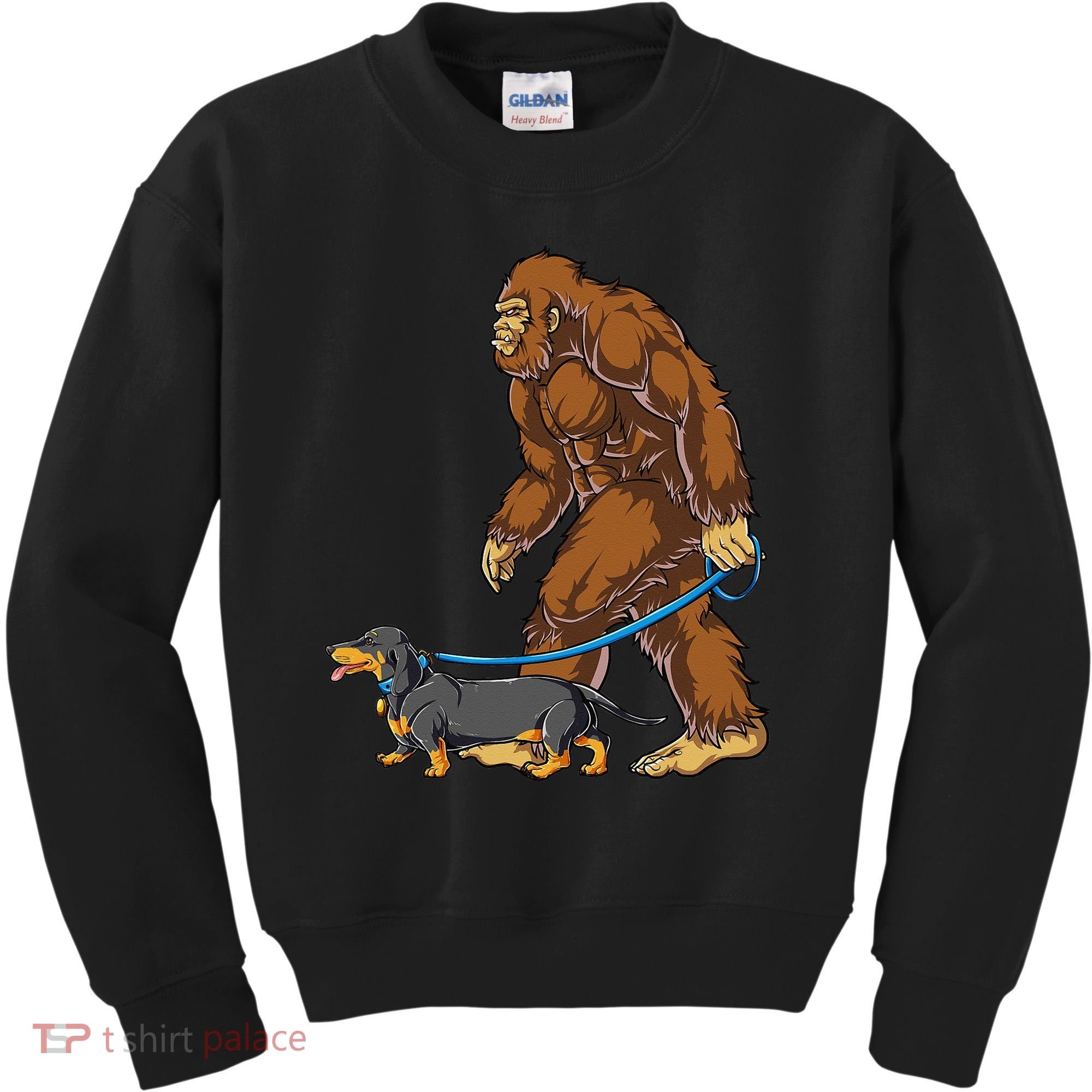 Bigfoot Dachshund Dog Walk Funny Sasquatch Lovers Kids Sweatshirt