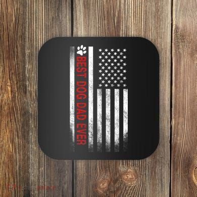 Best Dog Dad Ever American Flag Coaster