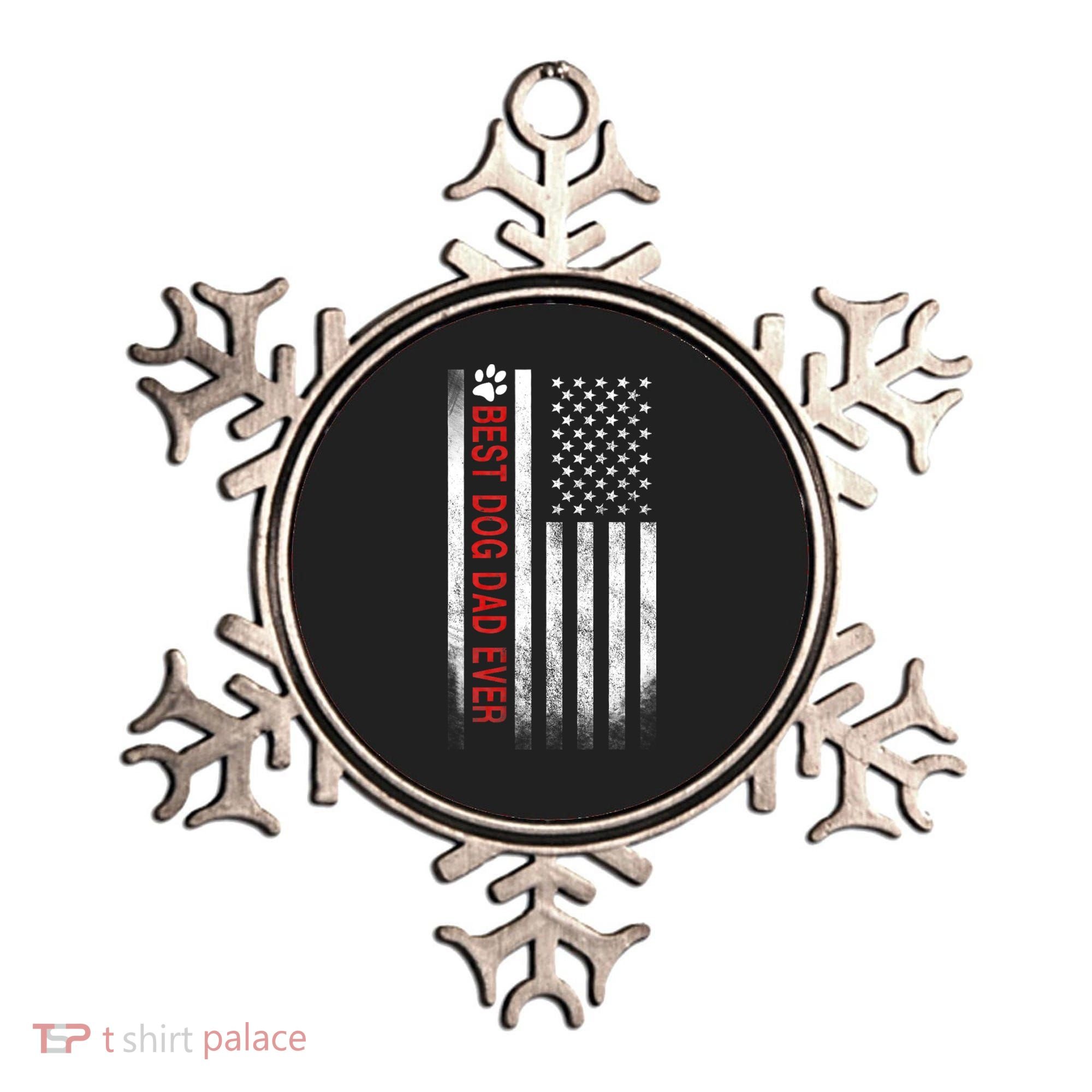 Best Dog Dad Ever American Flag Ornament