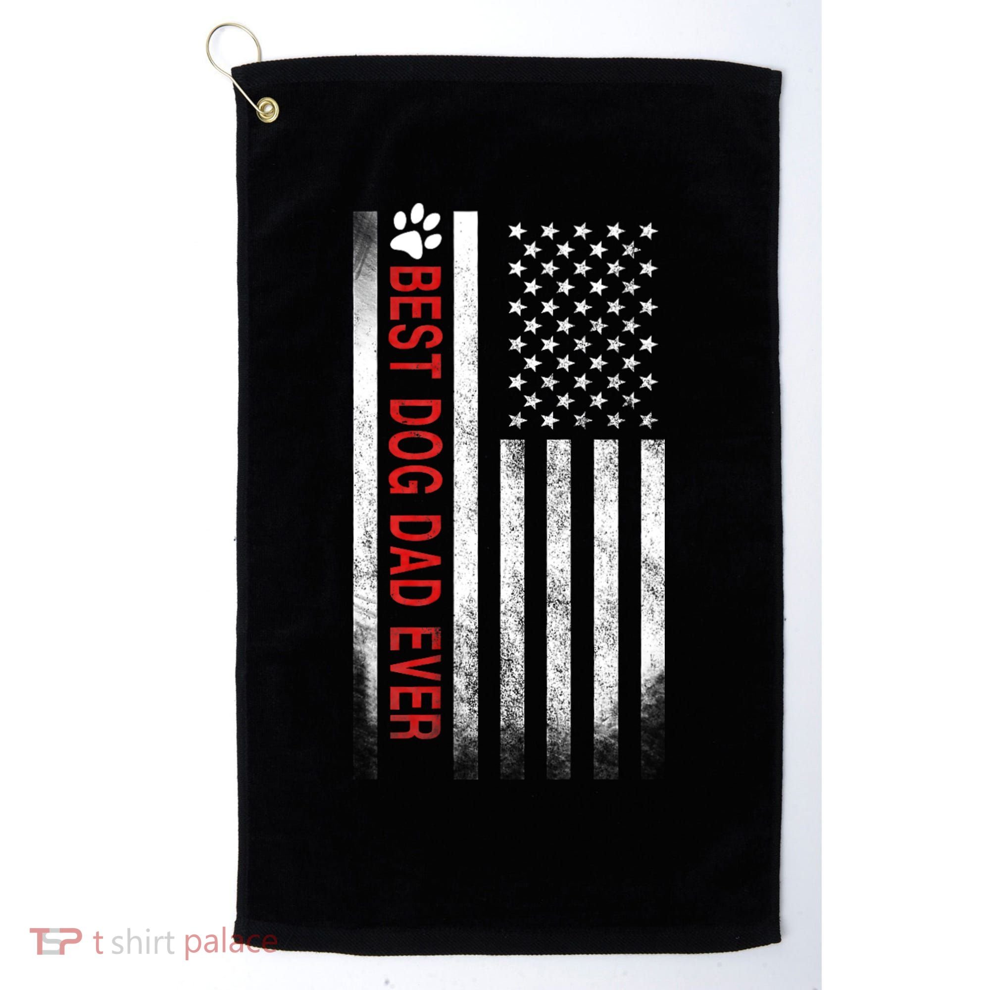 Best Dog Dad Ever American Flag Golf Towel