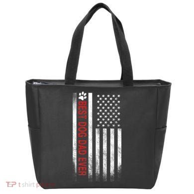 Best Dog Dad Ever American Flag Tote Bag