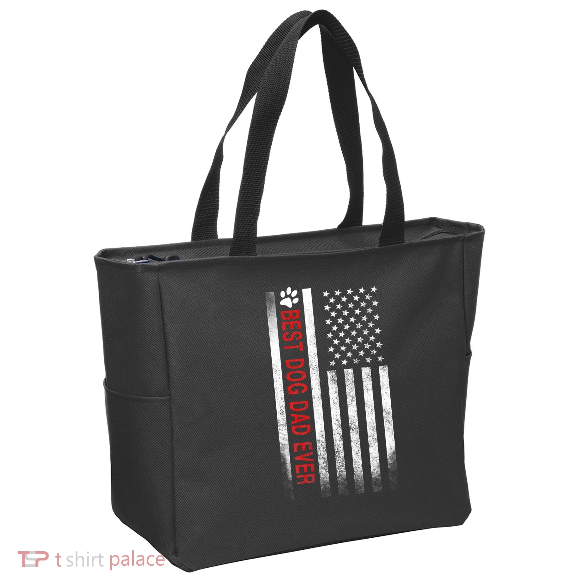 Best Dog Dad Ever American Flag Tote Bag