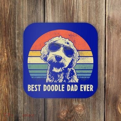 Best Doodle Dad Ever Funny Goldendoodle Dad Vintage Funny Gift Cool Gift Coaster