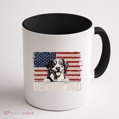 Best Dog Dad Ever American Flag Berner Dad Coffee Mug back