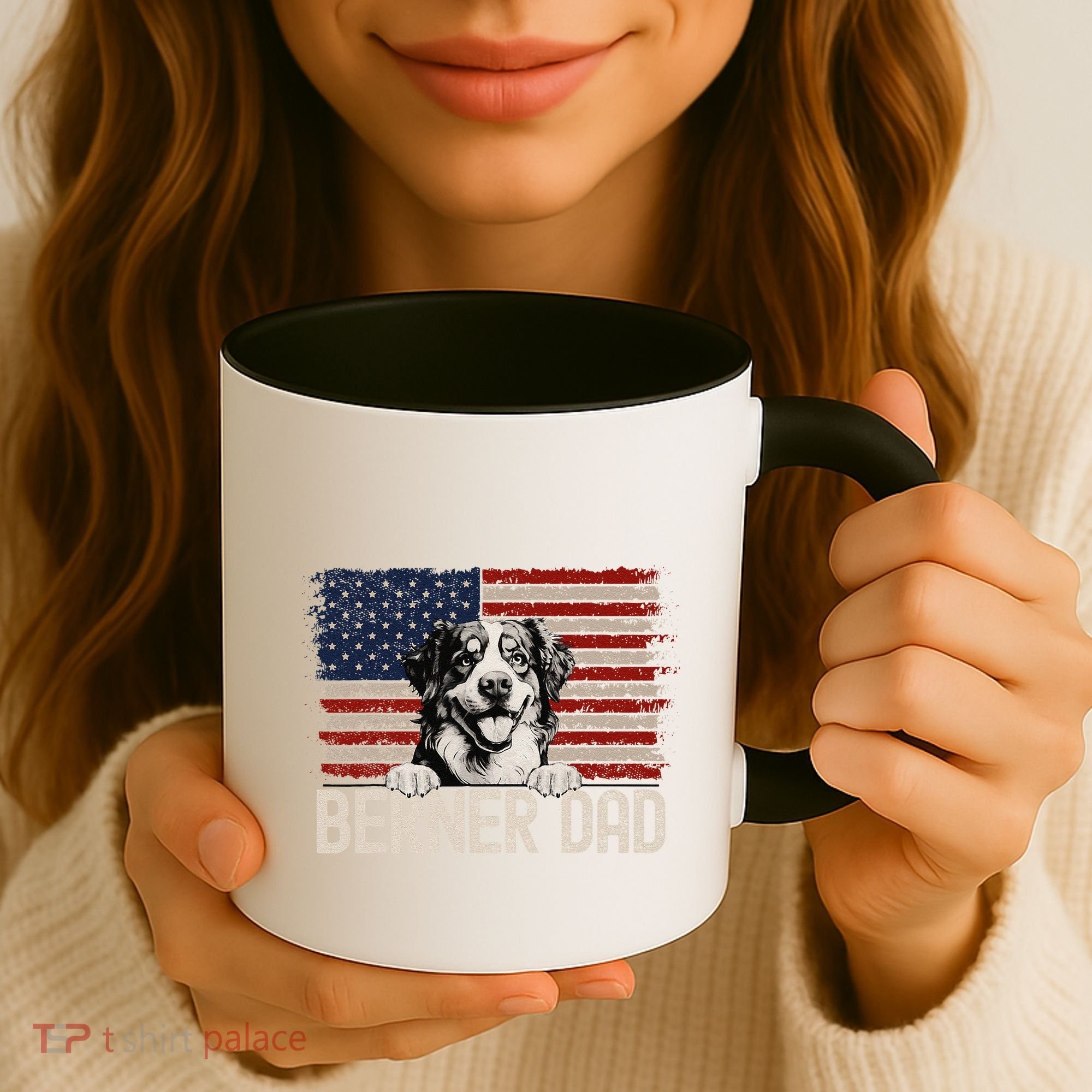 Best Dog Dad Ever American Flag Berner Dad Coffee Mug