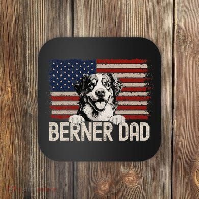 Best Dog Dad Ever American Flag Berner Dad Coaster
