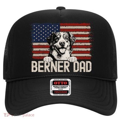 Best Dog Dad Ever American Flag Berner Dad Hat