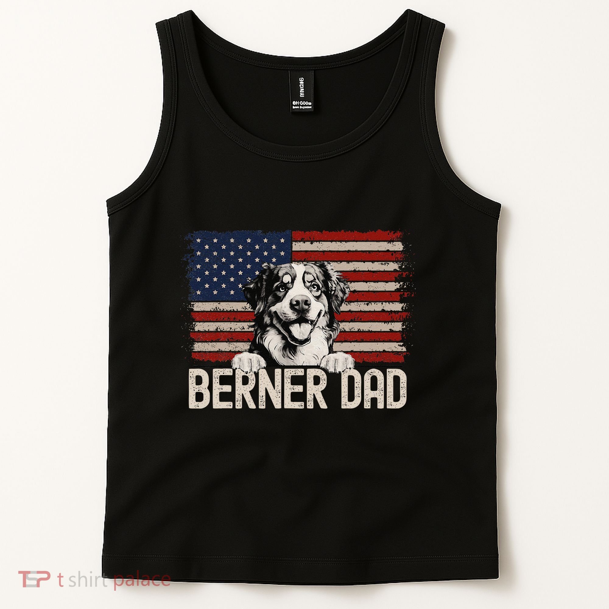 Best Dog Dad Ever American Flag Berner Dad Tank Top