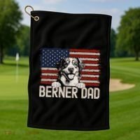 Best Dog Dad Ever American Flag Berner Dad Golf Towel thumb 1