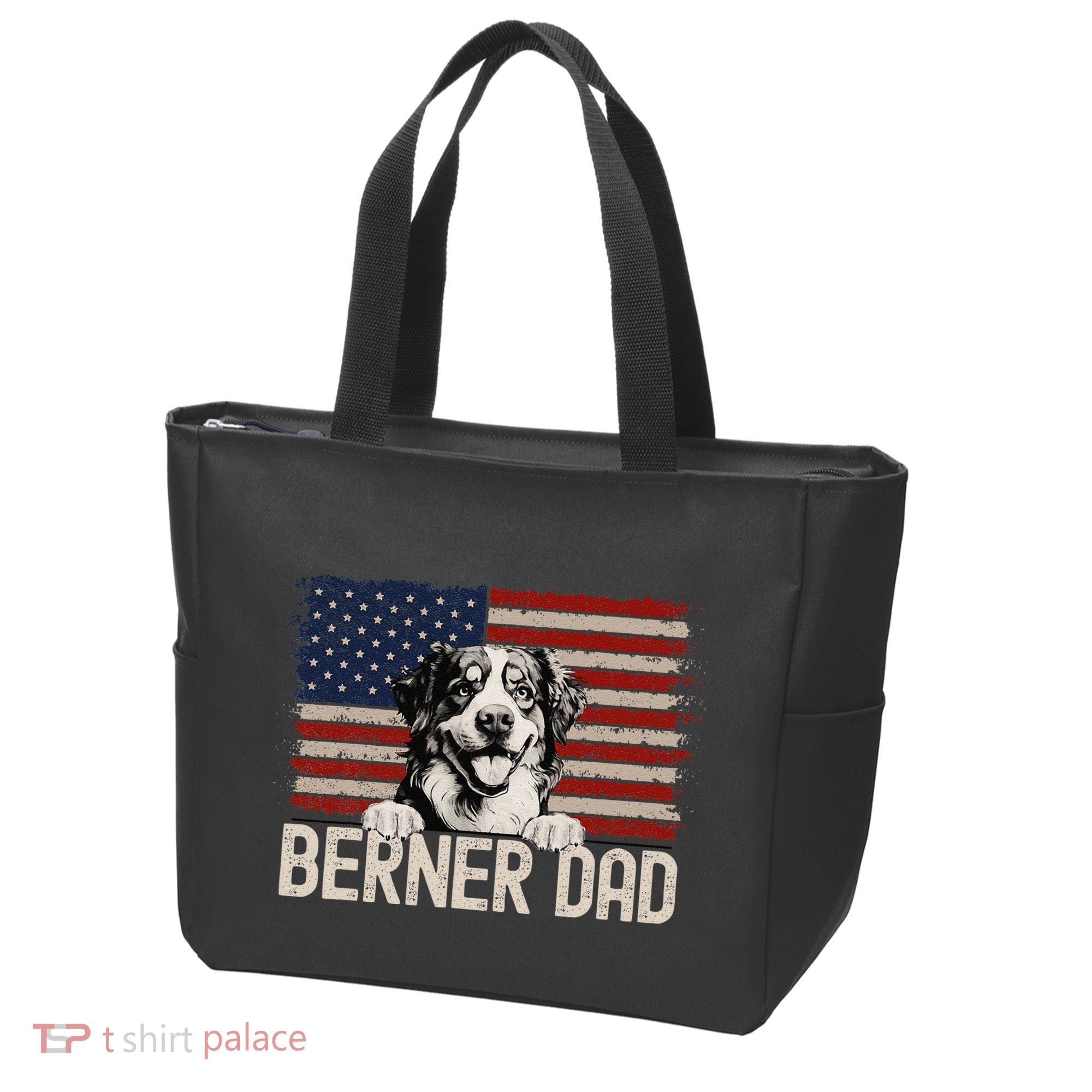 Best Dog Dad Ever American Flag Berner Dad Tote Bag