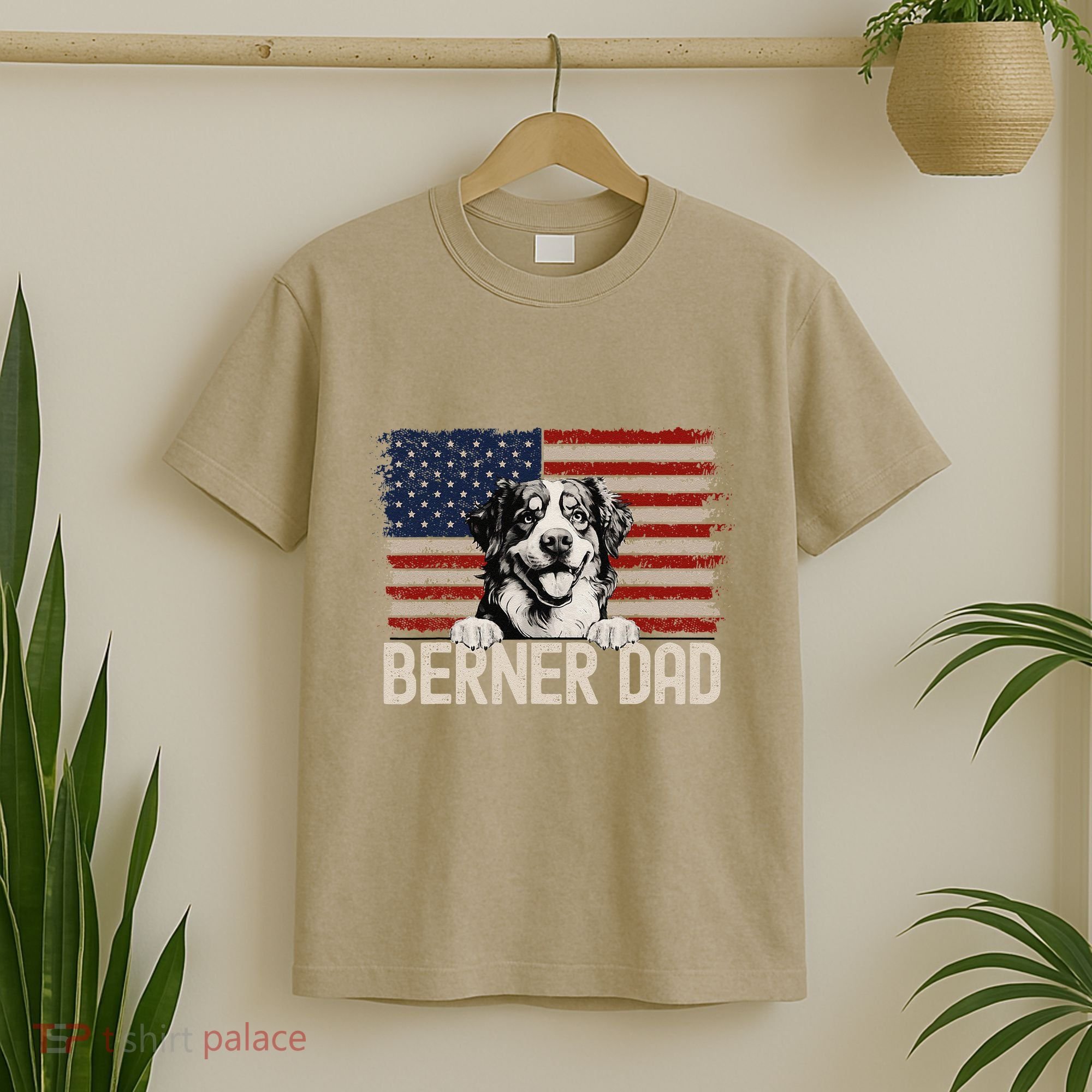 Best Dog Dad Ever American Flag Berner Dad T-Shirt
