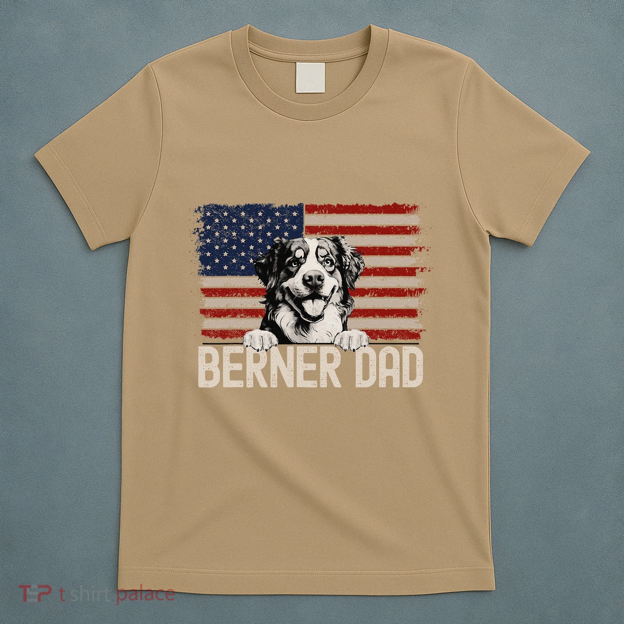 Best Dog Dad Ever American Flag Berner Dad T-Shirt