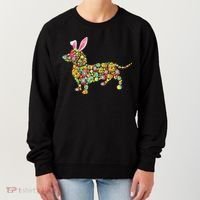 Bunny Dachshund Dog Shape Hunting Eggs Women's Sweatshirt thumb 0