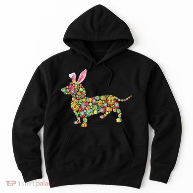 Bunny Dachshund Dog Shape Hunting Eggs Hoodie