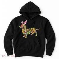 Bunny Dachshund Dog Shape Hunting Eggs Hoodie thumb 0