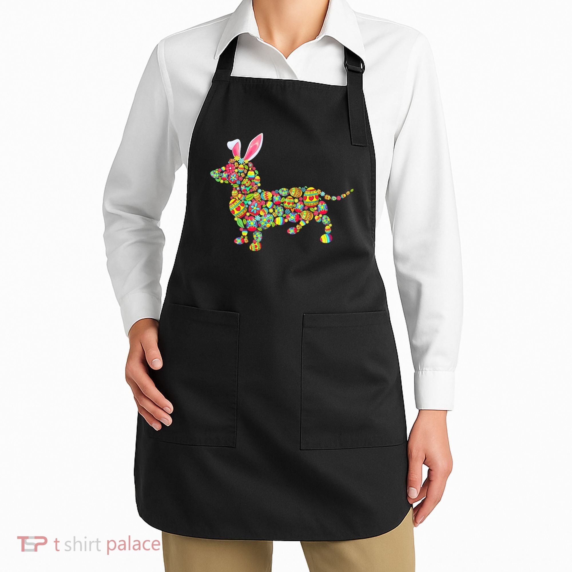 Bunny Dachshund Dog Shape Hunting Eggs Apron