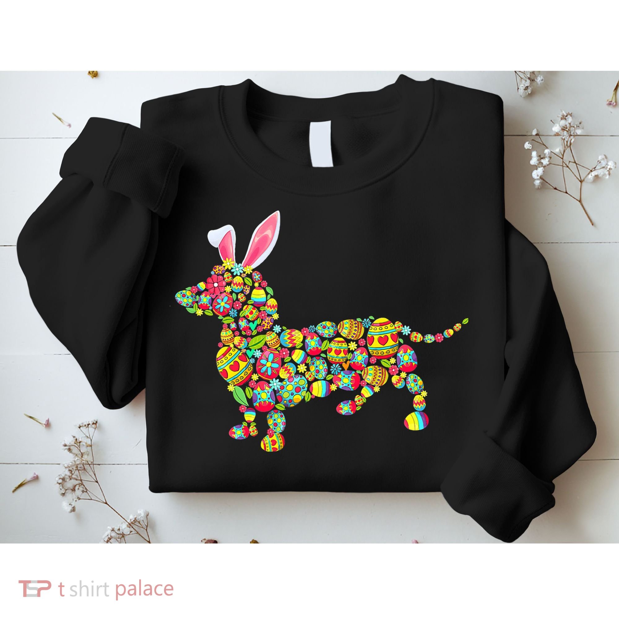 Bunny Dachshund Dog Shape Hunting Eggs Sweatshirt