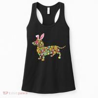 Bunny Dachshund Dog Shape Hunting Eggs Women's Tank Top thumb 0