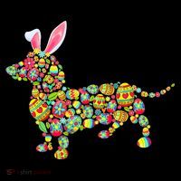 Bunny Dachshund Dog Shape Hunting Eggs Baby Bodysuit thumb 2