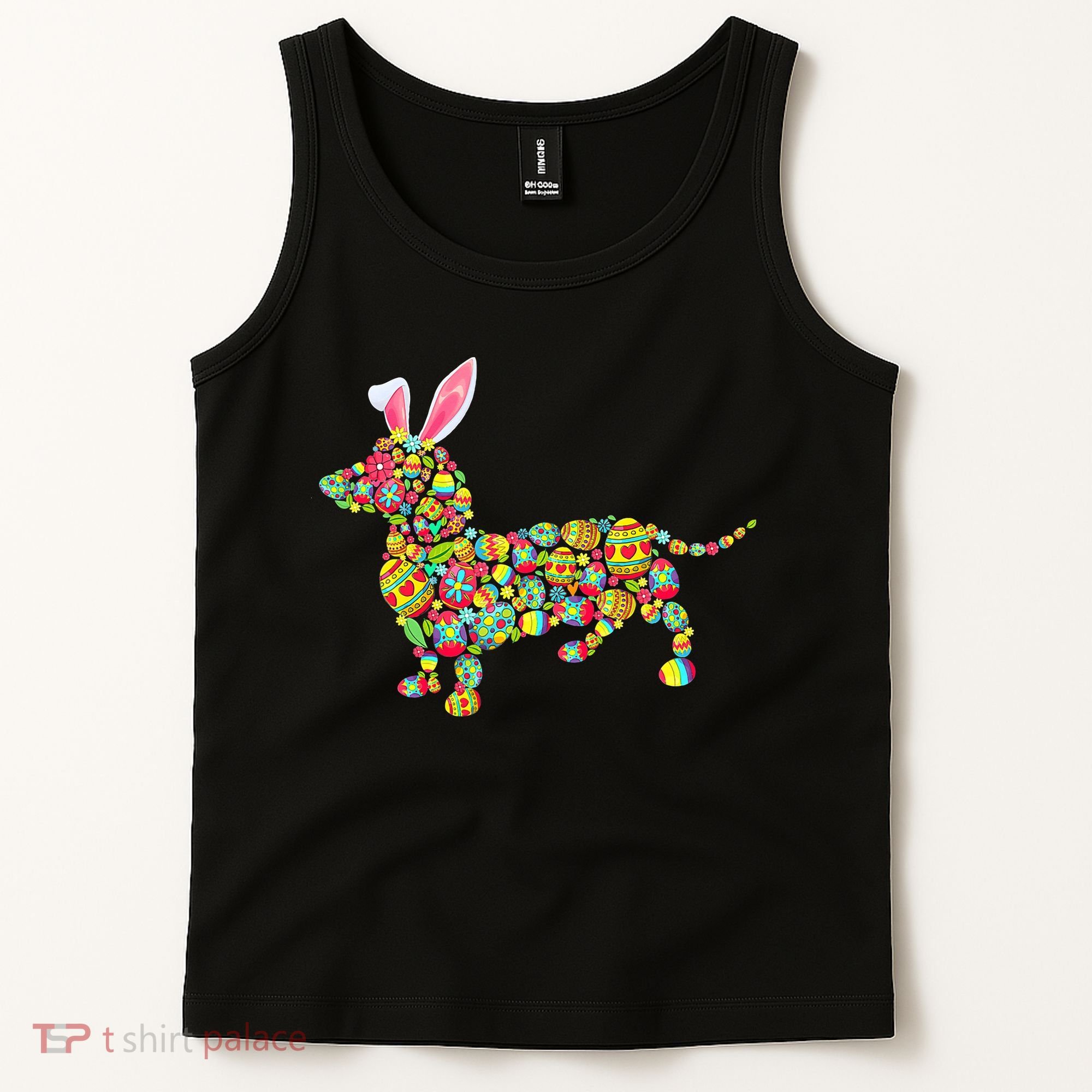Bunny Dachshund Dog Shape Hunting Eggs Tank Top
