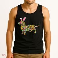 Bunny Dachshund Dog Shape Hunting Eggs Tank Top thumb 3