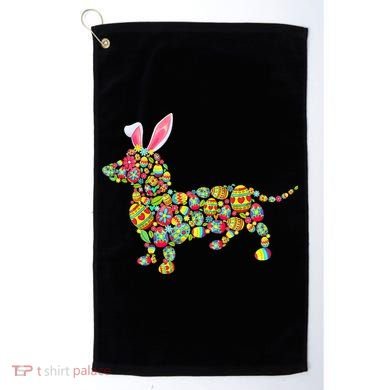 Bunny Dachshund Dog Shape Hunting Eggs Golf Towel