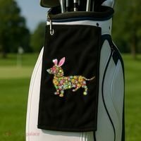 Bunny Dachshund Dog Shape Hunting Eggs Golf Towel thumb 2