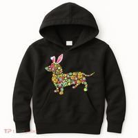 Bunny Dachshund Dog Shape Hunting Eggs Kids Hoodie thumb 0