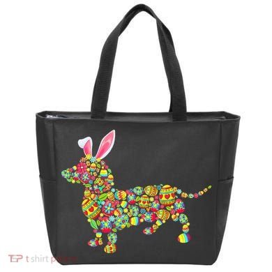 Bunny Dachshund Dog Shape Hunting Eggs Tote Bag