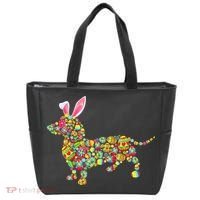 Bunny Dachshund Dog Shape Hunting Eggs Tote Bag thumb 0