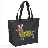 Bunny Dachshund Dog Shape Hunting Eggs Tote Bag thumb 2