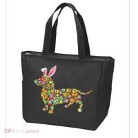 Bunny Dachshund Dog Shape Hunting Eggs Tote Bag thumb 3