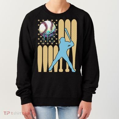 Baseball Drip Dripping Ice Cream Baseball American Flag Women's Sweatshirt