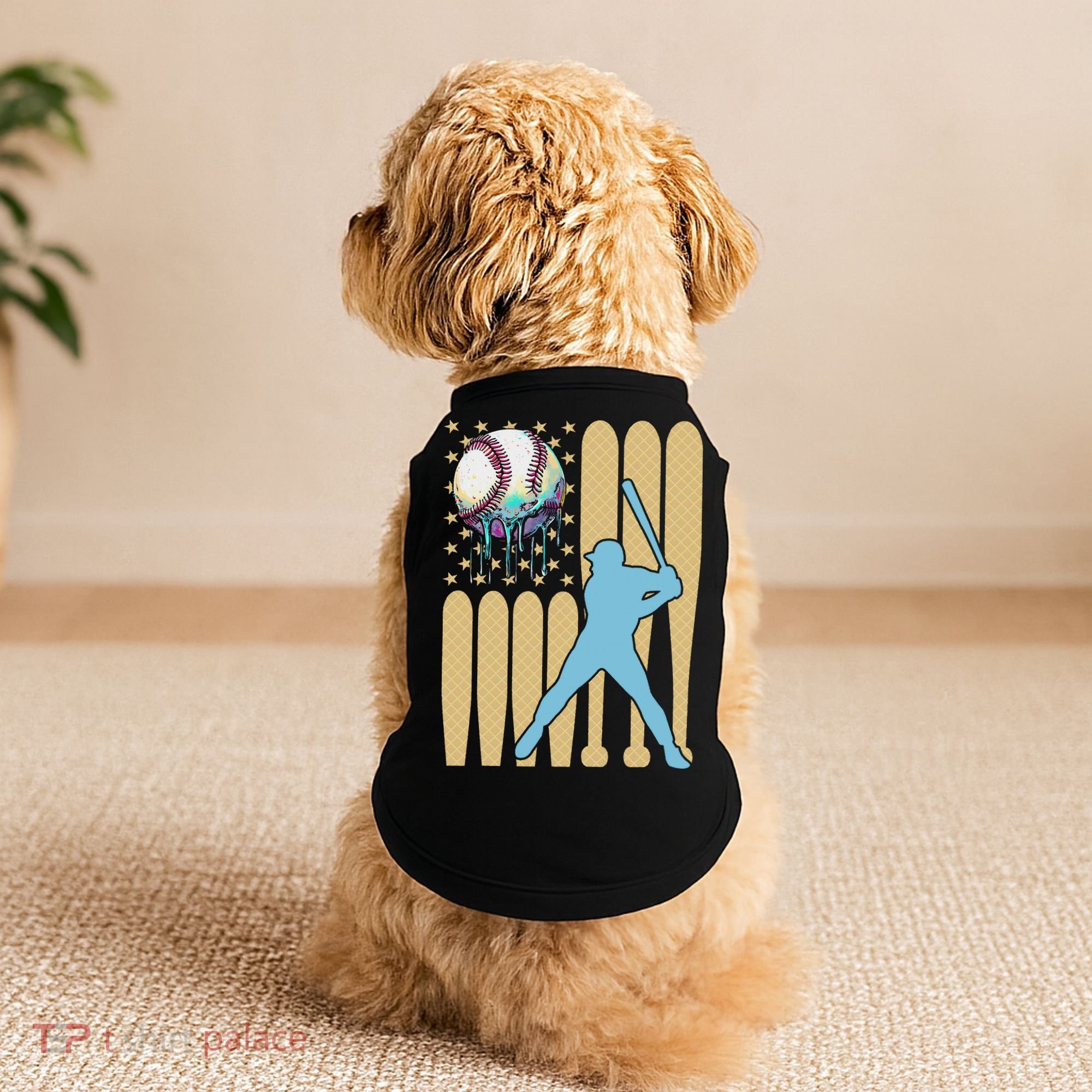 Baseball Drip Dripping Ice Cream Baseball American Flag Doggie Tank