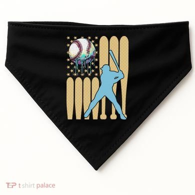 Baseball Drip Dripping Ice Cream Baseball American Flag USA-Made Doggie Bandana