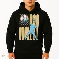 Baseball Drip Dripping Ice Cream Baseball American Flag Hoodie thumb 2