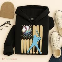 Baseball Drip Dripping Ice Cream Baseball American Flag Hoodie thumb 4