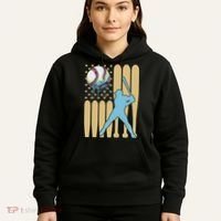 Baseball Drip Dripping Ice Cream Baseball American Flag Hoodie thumb 5
