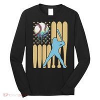 Baseball Drip Dripping Ice Cream Baseball American Flag Long Sleeve Shirt thumb 0