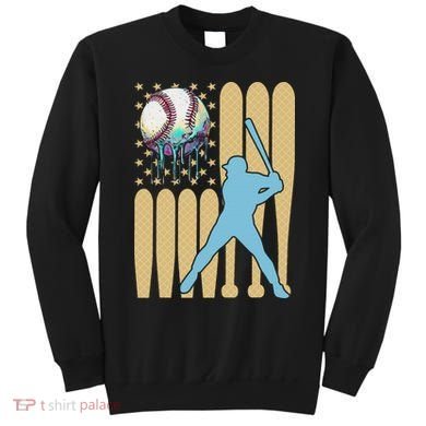 Baseball Drip Dripping Ice Cream Baseball American Flag Sweatshirt