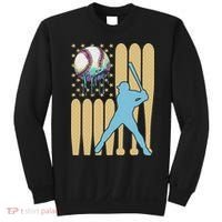 Baseball Drip Dripping Ice Cream Baseball American Flag Sweatshirt thumb 0