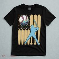 Baseball Drip Dripping Ice Cream Baseball American Flag T-Shirt thumb 5