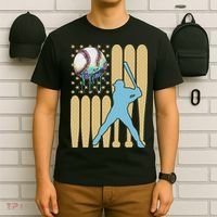 Baseball Drip Dripping Ice Cream Baseball American Flag T-Shirt thumb 6