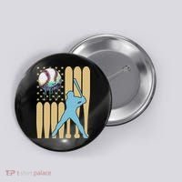 Baseball Drip Dripping Ice Cream Baseball American Flag Button thumb 0