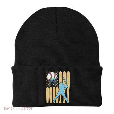 Baseball Drip Dripping Ice Cream Baseball American Flag Beanie
